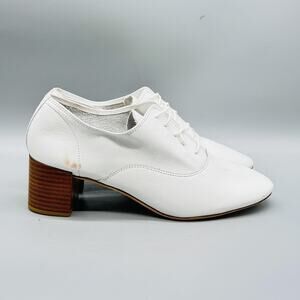 Repetto Shoes Womens 7 White Leather Lace Up Oxford Pump Block Heel Balletcore